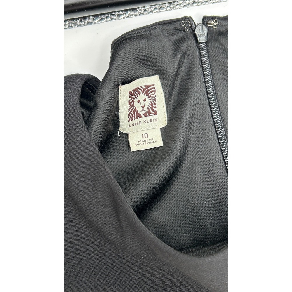 Anne Klein Women Black Tan Colorblock Cap Sleeve Fit Flare Dress Size 10 Career - Picture 8 of 8